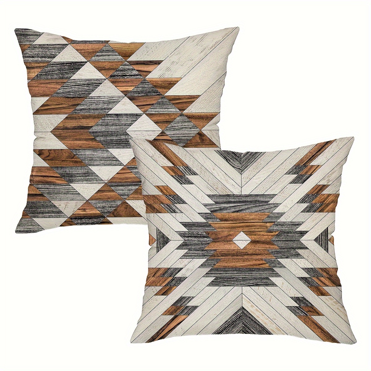 TEMU 2pcs Boho Carpet Pattern Throw Pillow Covers 18x18 Ethnic Cushion Covers Suitable For Couch Sofa Indoor Outdoor Use - Zipper Closure & Machine