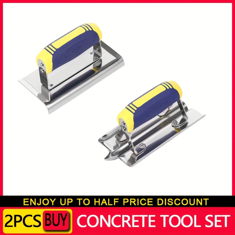 2pcs stainless steel concrete tool set flat finishing trowel plus concrete edger and set with nonslip handle for cement stainless steel concrete finishing trowel stainless trowel stainless steel flat finishing trowel