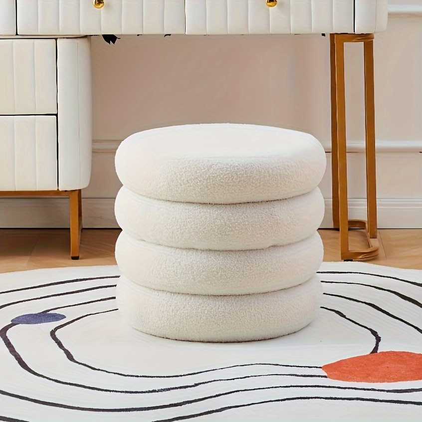 round storage ottoman modern sherpa footstool teddy vanity