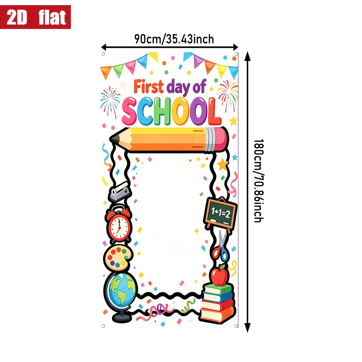 TEMU Striscione 2D piatto per photo booth, 1 pezzo, a lavagna con cornice a matita - Lavagna adatta per decorazioni del di scuola per bambini, feste