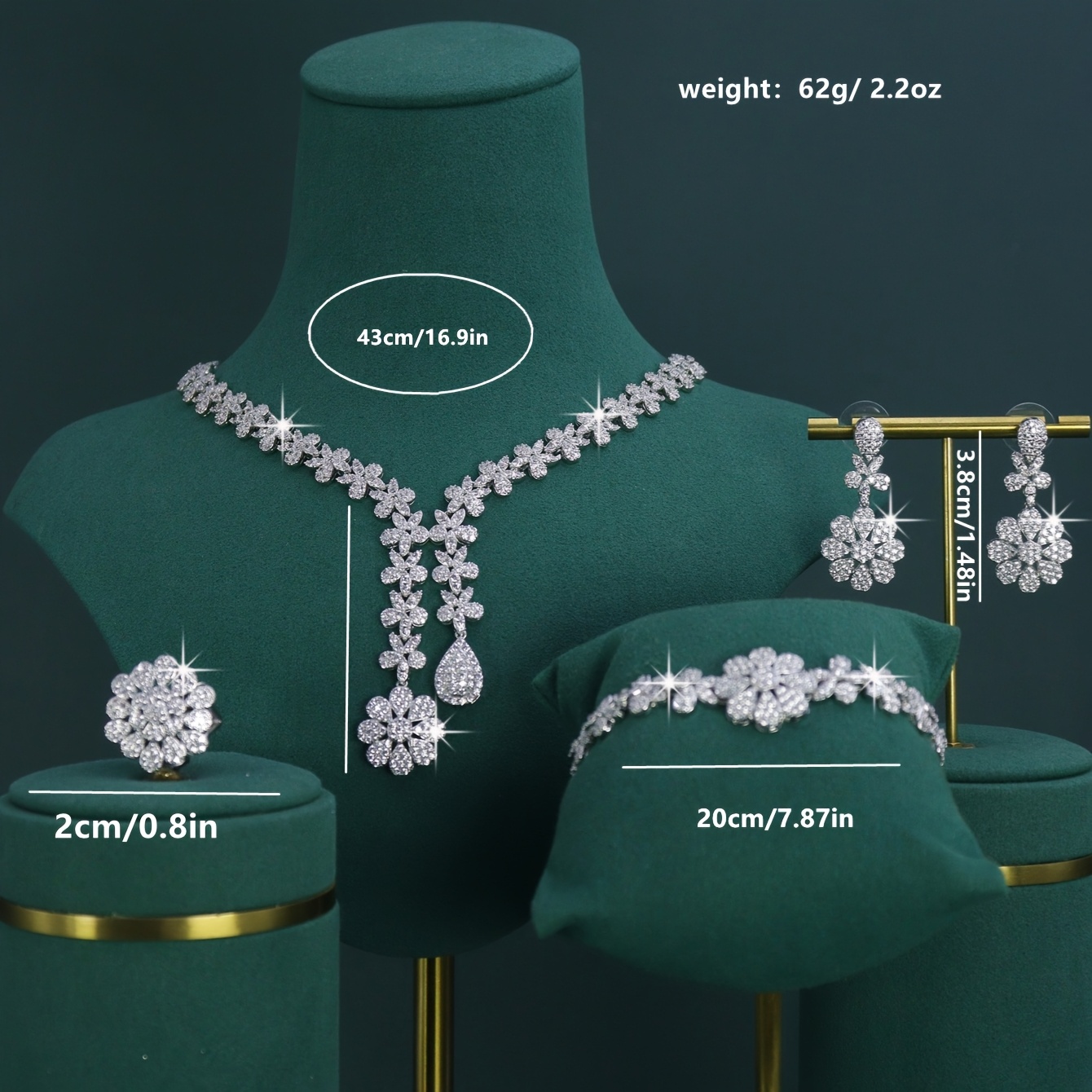 Luxurious 5pc Tassel Flower Jewelry Set for Weddings