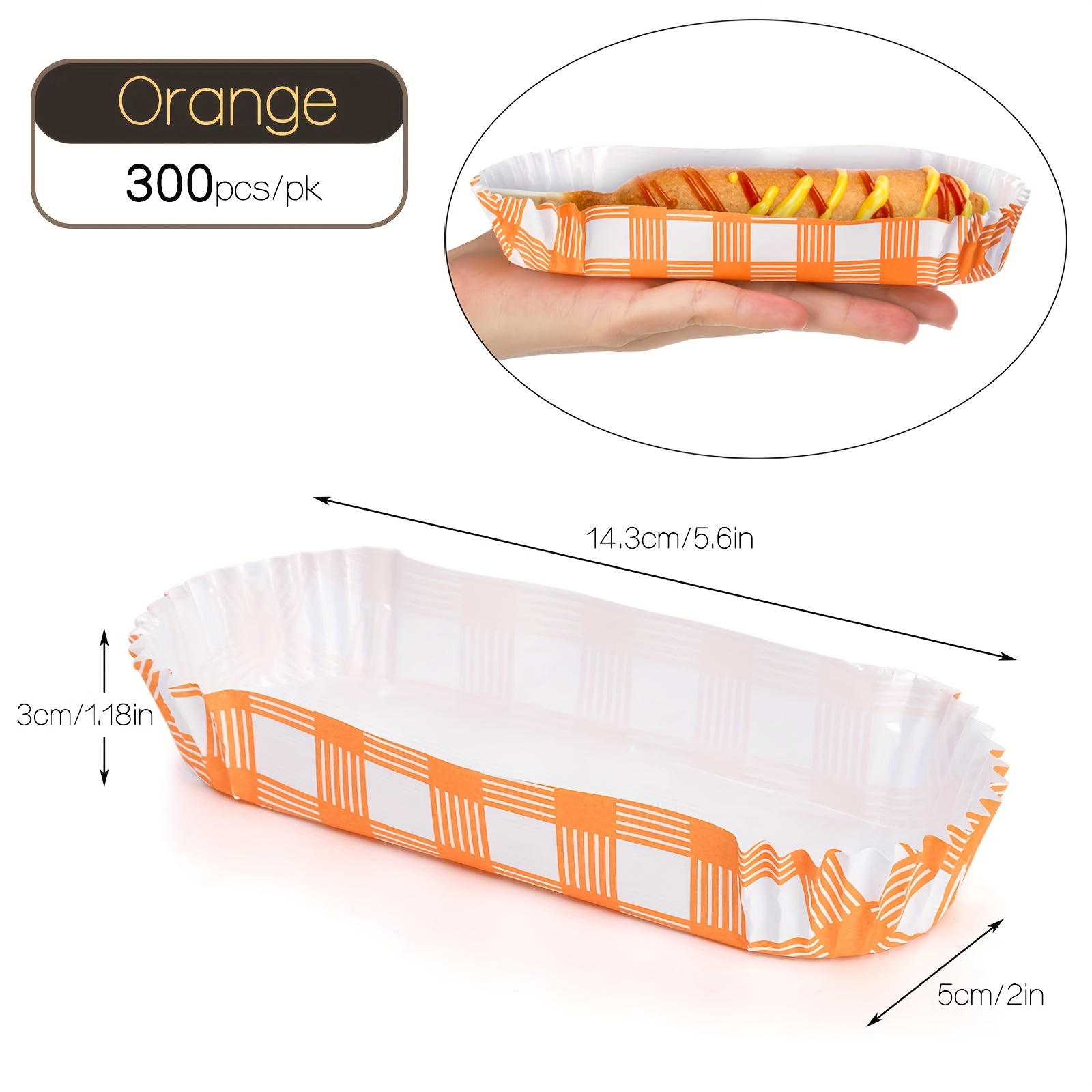 E-shop 300 Papier-Hot-Dog-Bootschalen, kleine Einweg-Hot-Dog-Böden mit Rillen, geeignet für Imbissstände, Partys und Food-Trucks