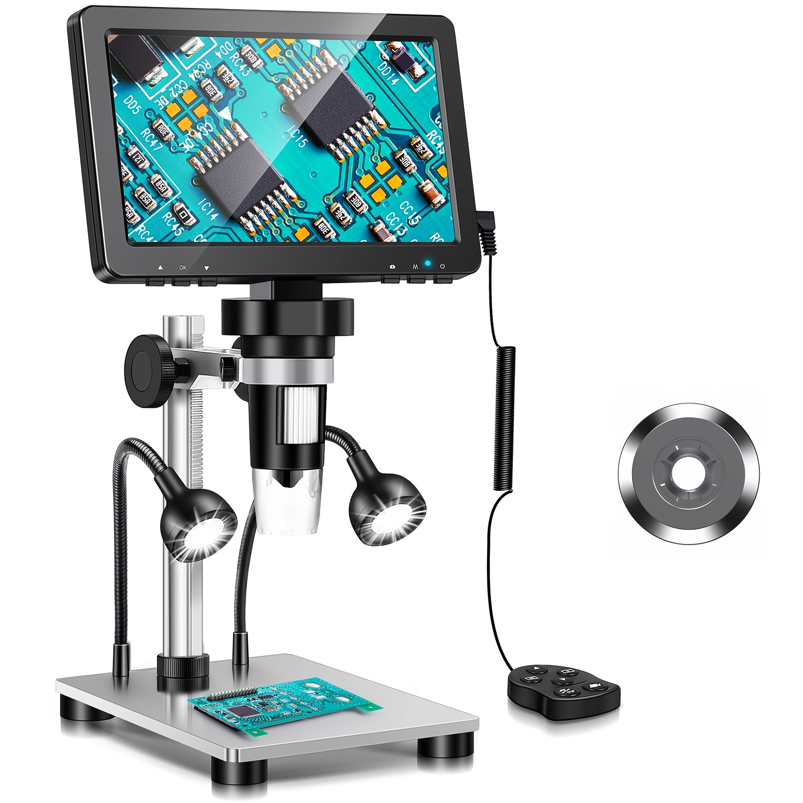 TEMU Dm9 7" Lcd Digital Microscope 1200x, 1080p Coin Microscope Magnifier, 12mp Ultra-precise Focusing Soldering Microscope For Adult, Pc View