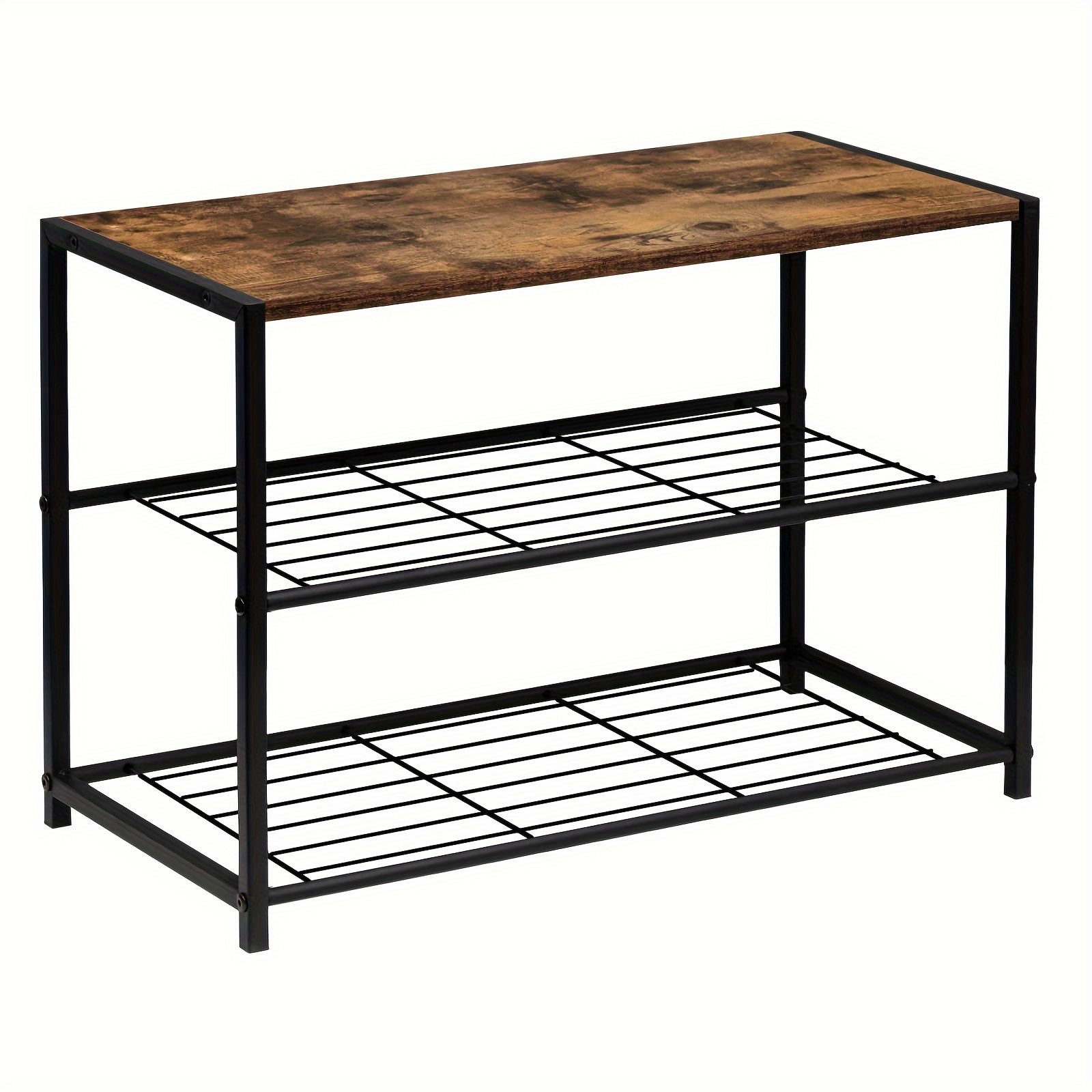 Image of 1pc Shoe Bench Shoe Rack With Seat Bathroom Shelf Shoe Rack Shoe Cabinet Shoe Rack Bench With 2 Shelves For . 6 Pairs Of Shoes, Wood Metal