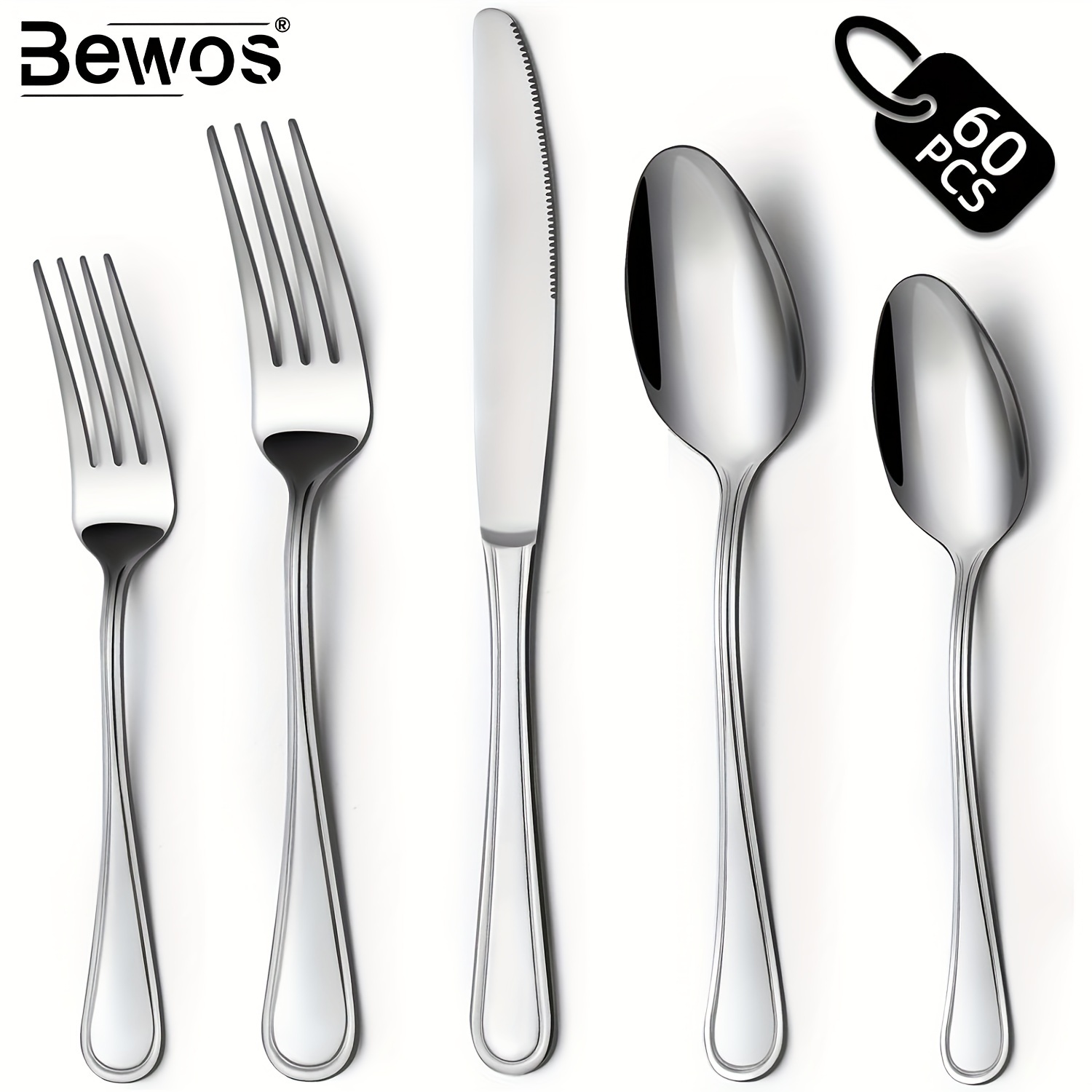 

60pcs/set Steel Tableware Set, Thickened Materials, Safe, Polishing, Suitable For Restaurant, , , , Marriage, , , , Dishwasher Cleaning