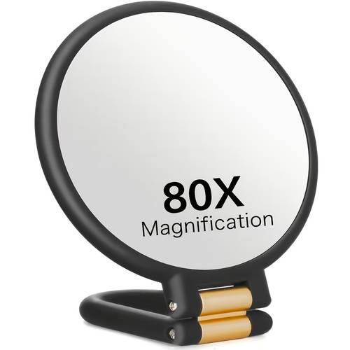 1 x magnifying handheld double sided makeup mirror 1x 80x magnification hd high quality abs material handheld folding hanging desktop mirror hung in the bathroom suitable for bathroom mirrors desktop makeup