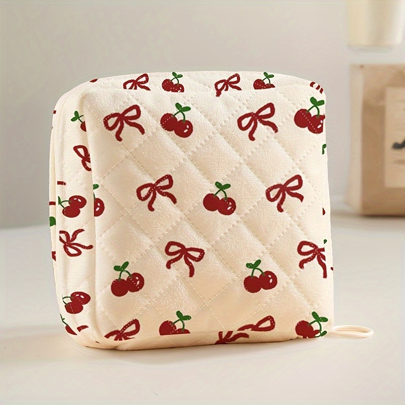 TEMU Bow Pattern Printed Portable Travel Storage Bag, Clothing Protection Bag, Sanitary Napkin Coin Earphone Storage Bag, Multifunctional Snack Candy