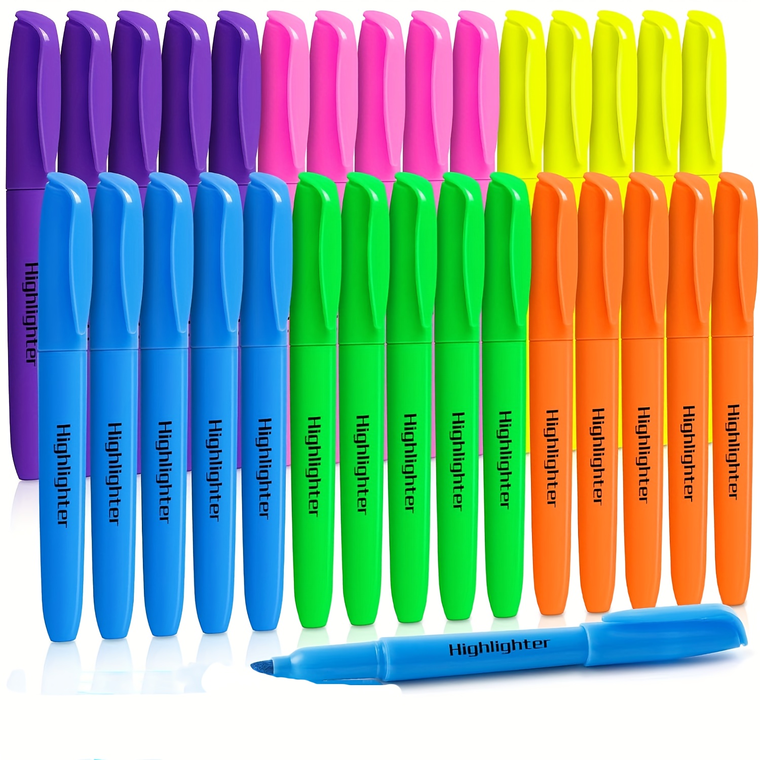 TEMU 30pcs Highlighters In 6 Vibrant Colors With Soft Chisel Tips - Non-toxic Markers Suitable For School, Office, Home Use, Back To School Supplies,