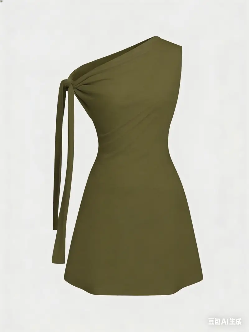 elegant ladies asymmetrical dress shoulder tie mini dress - Temu Mauritius elegant ladies asymmetrical dress shoulder tie mini dress - Temu Mauritius
