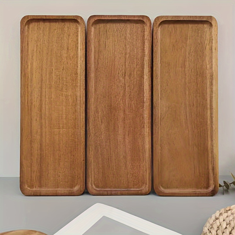 

1pc, Rectangular Wooden Tray, Natural Acacia Wooden Tray, Kitchen Decorative Tray, Multifunctional Snack Tray, Can Place Cakes, Bread, Tea Cups, Coffee Cups And More, Delicate Kitchen Decoration