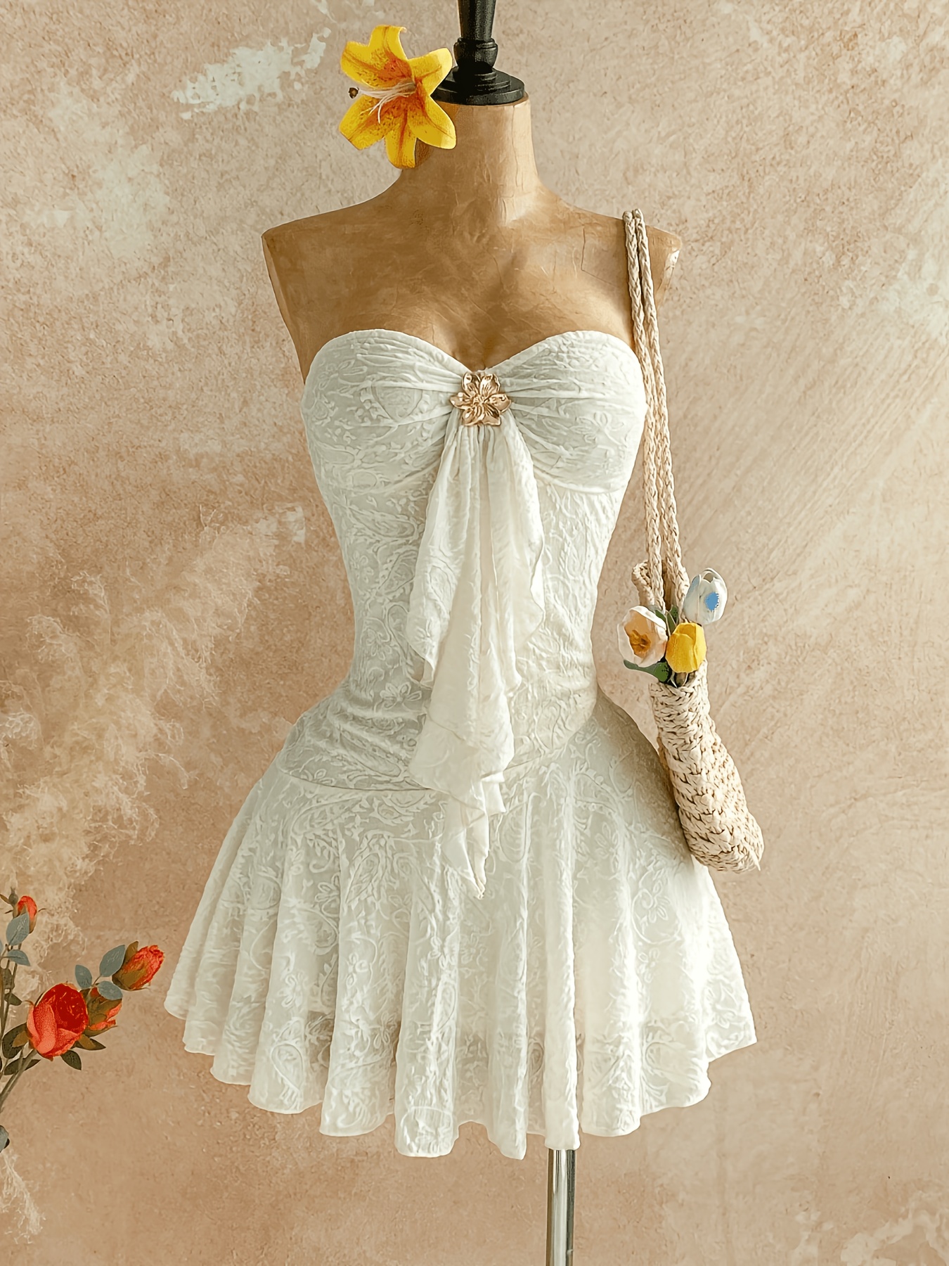 womens 90s dresses 90s Prom Dress with Adjustable Straps – Whimsical Lace main image 0