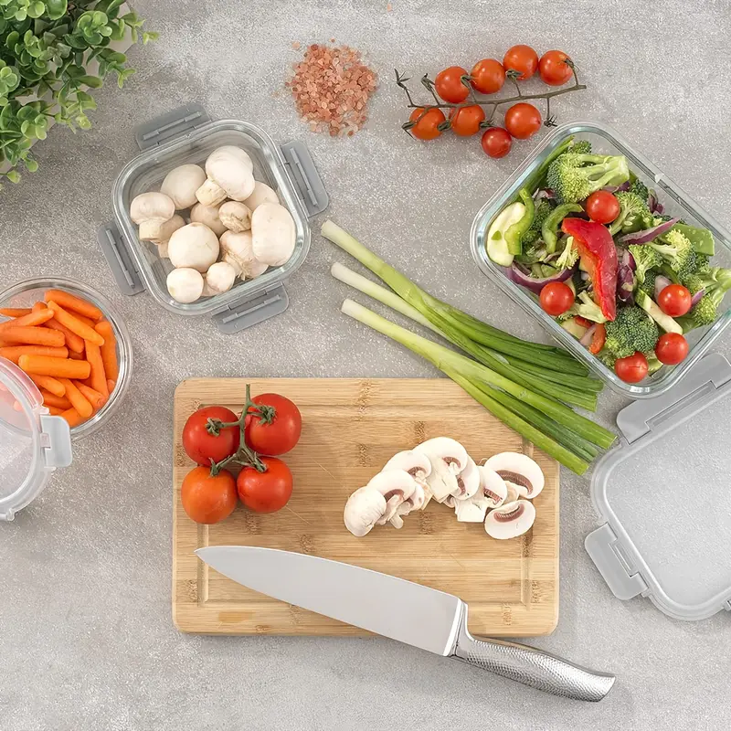 24pcs glass food storage container set with snap lock lids stackable airtight glass storage containers glass lunch box set ideal for lunch food storage meal prep microwave oven freezer safe dishwasher safe for black Product details 8