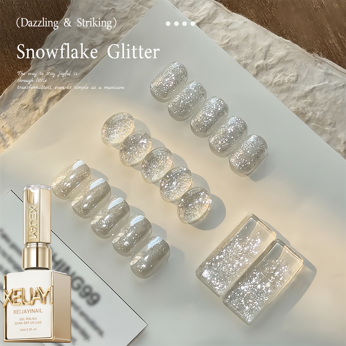 Image of Xeijayi 1pc 15ml Glitter Nail Gel Snowflake Glitter Nail Polish, Shiny Diamond Effect, Long-lasting And Chip-resistant, Manicure Nail Art Varnish