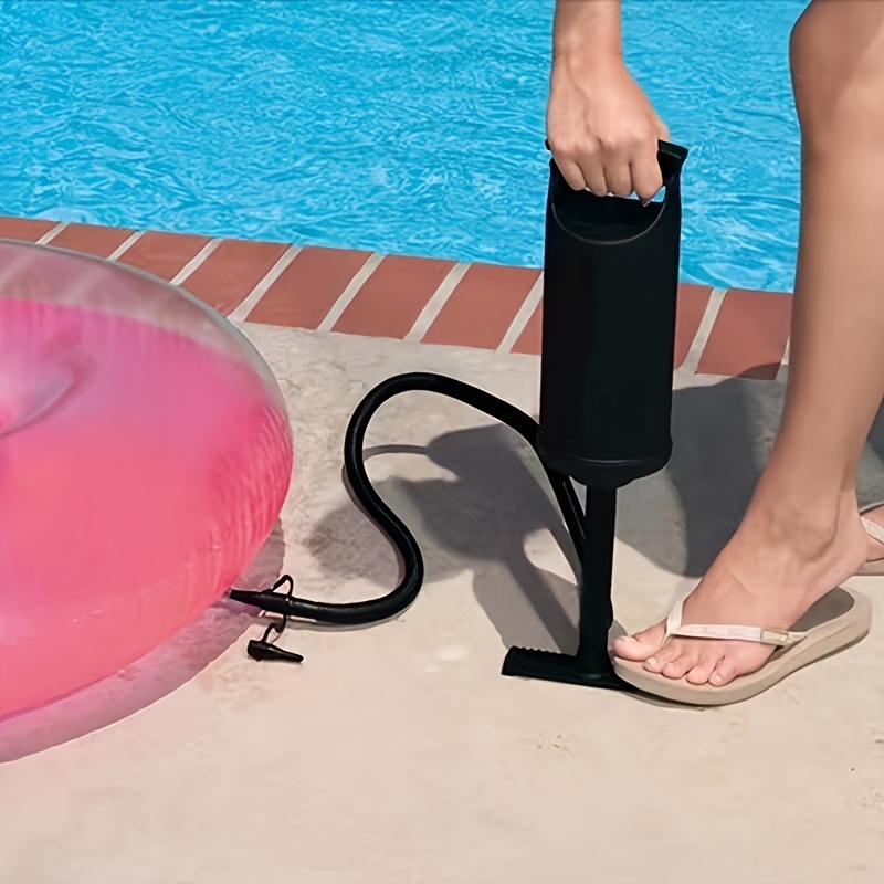 versatile portable manual air pump with 3 adapter sizes ideal for     pool toys balloons boats black details 9