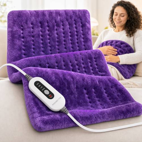 item picture heating pad for back 12x24in thickened electric heating pad for neck and shoulders fast heating with settings double sided plush flannel heat 2 hour auto off machine washable heat pad winter gifts for parents christmas gifts