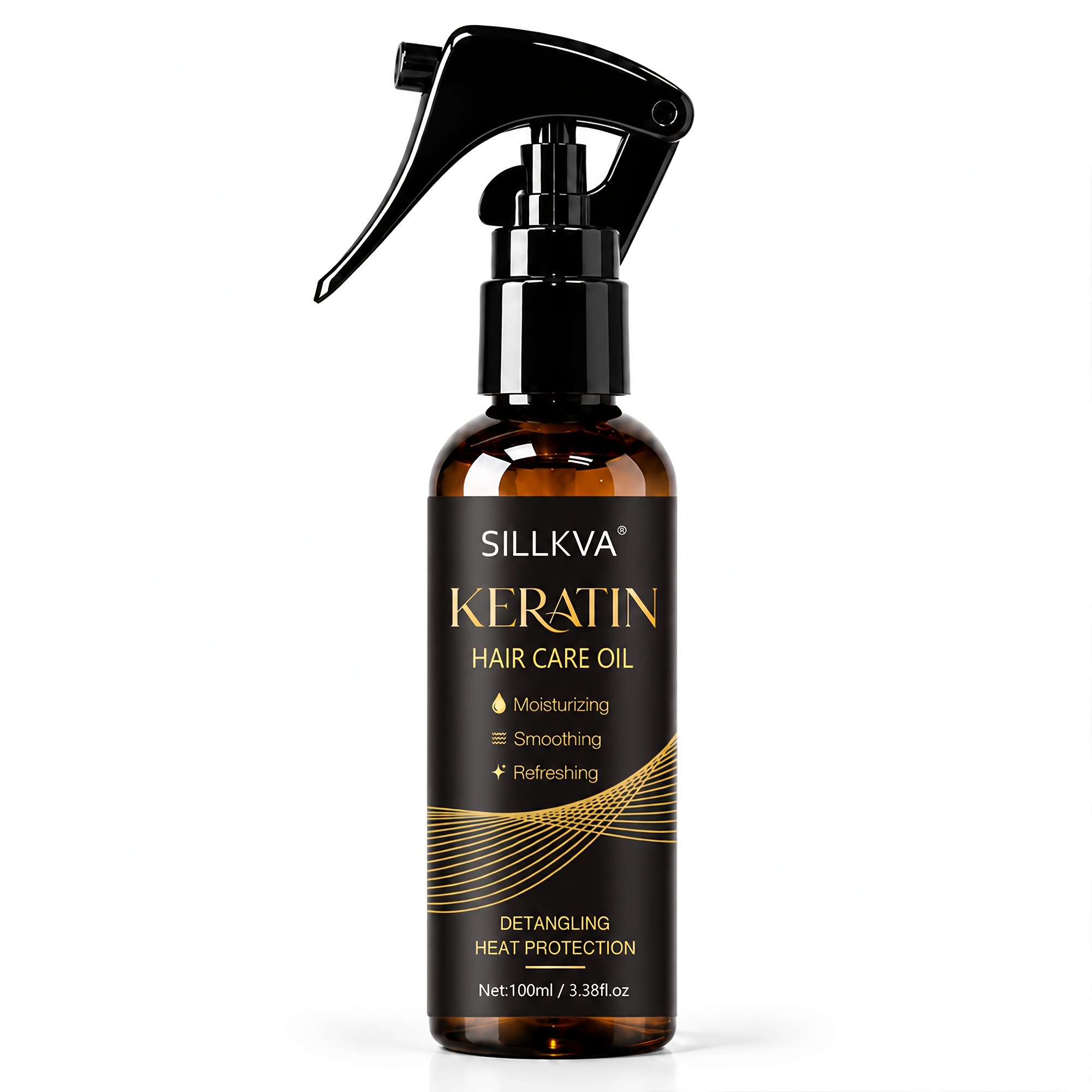 TEMU Sillkva Keratin Hair Care Oil Spray, Deep Moisturizing, Heat Protection For Dry And Damaged Hair, Contains Centella Asiatica, Coconut Oil, Argan