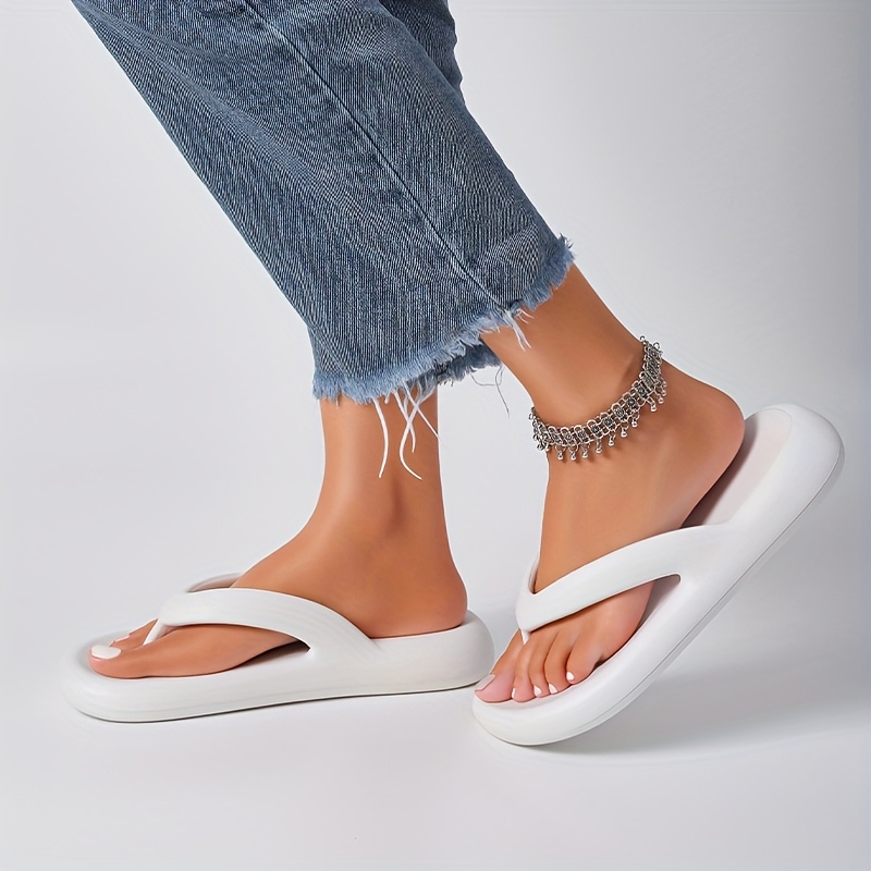 womens platform sandals slip on thick cushioned eva sole   non slip platform   for pool vacation everyday   in   white   slide sandals slipon style   Product details 2