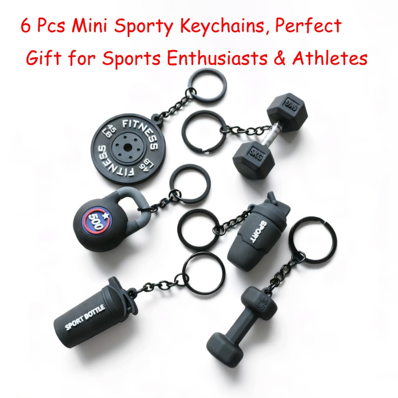 TEMU Set da 6 portachiavi originali a in stile sportivo, accessorio per il fitness, per gli appassionati di fitness, decorazione multiuso per borse,