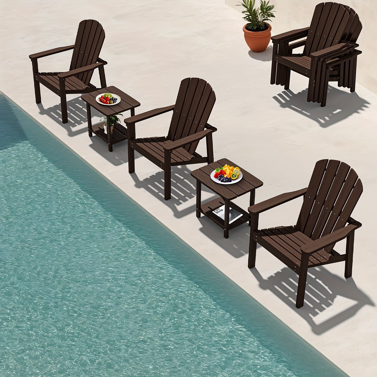 Adirondack Chair, Space-Saving Stackable Design, HDPE Material Wood Grain Finish, Ergonomic Slight Tilt, Perfect for Patio Backyard Deck & Fire Pit, Dining Chair Size