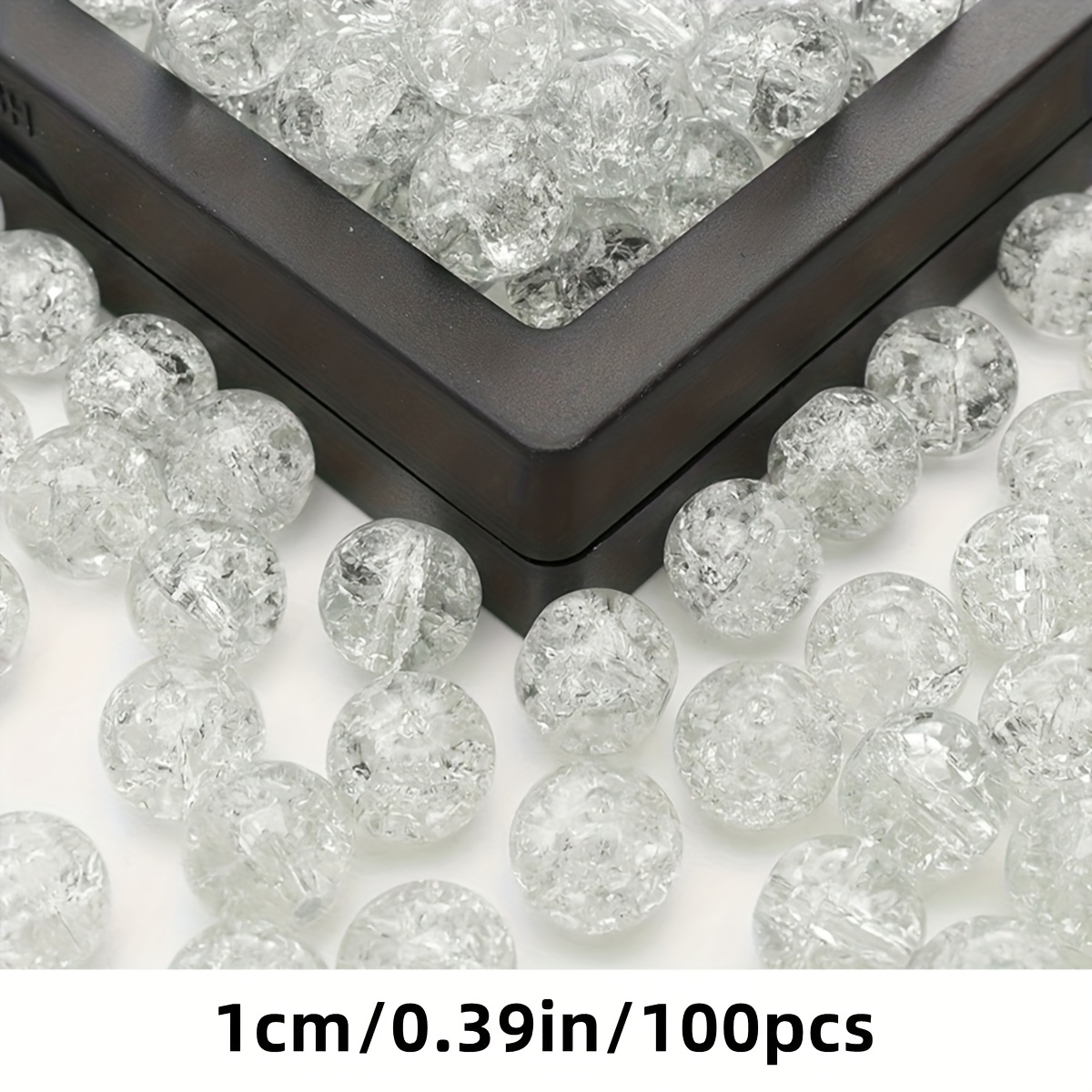 Image of 100pcs White Cracked Acrylic Beads - 6/8/10mm Assorted Sizes Spacer Beads For Making, Sparkling Craft Supplies For Bracelets, Necklaces, Earrings - Unique Gift Idea, Beads For Jewelry Making