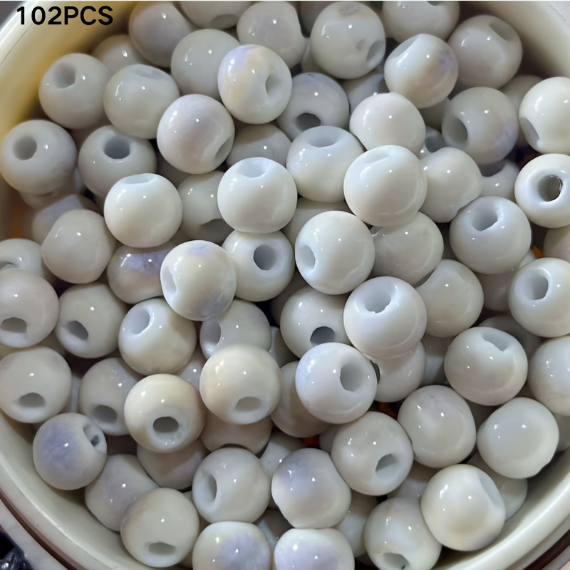 102pcs Milky White Diy Ceramic Beads | Ideal For Handicrafts | Suitable For Beaded Jewelry Cultural And Creative Handicrafts And Home Decoration