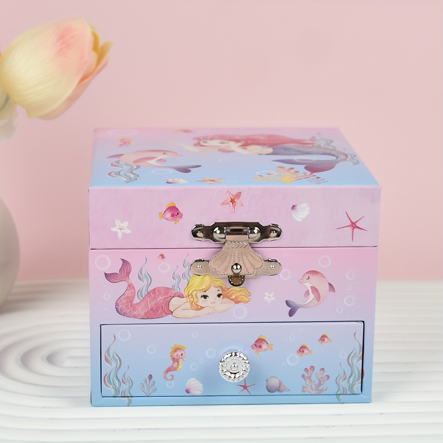 Music Box Jewelry Box Ocean Dance Birthday Gift Ornament Multi-drawer Storage Box Musical Box