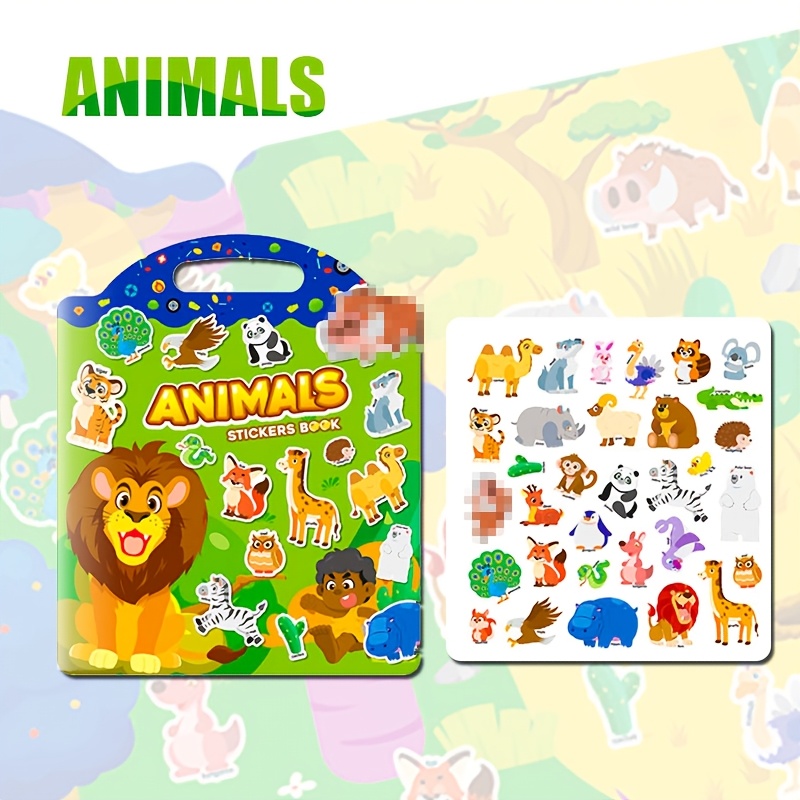 Image of Educational Sticker Book For Kids - Dinosaurs, Animals, Space, Vehicles & Ocean Themes, Travel Toys Activities, Easter Stuffers Birthday Gifts
