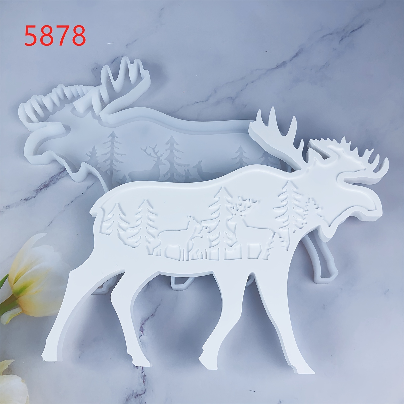 

Silicone Resin Casting Mold - Animal Shape Moose With Forest Scene For Diy Wall Hanging Decor Or Tabletop Display - Durable And Flexible Mold For Resin, Plaster Casting