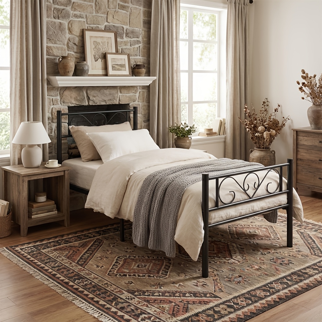 Bed Frame, Single Bed Frame/ Double Bed Frame, Guest Bed, Bed Frame, Single Steel Bed Frame, Bed Frame, Easy Assembly