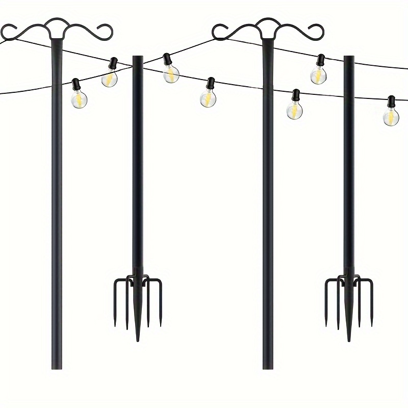 

Outdoor 2-pack Shepherd Hook Light Pole With 5-fork Base And Adjustable Outdoor Shepherd Hook, 110-inch Heavy Duty Pole For Backyard, Garden, Patio, Christmas, Lighting, Hanging Bird Feeders