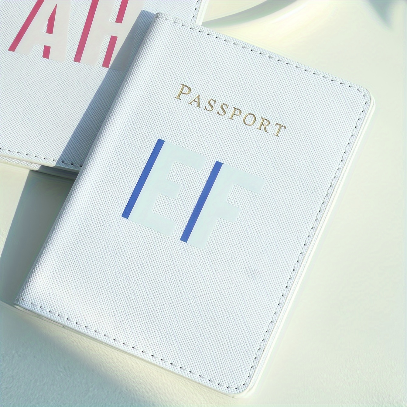 TEMU Personalized Initial Letter Passport Cover Customized Monogrammed Letters Combination Passport Holder Customize Chic Document Card Holder Gift