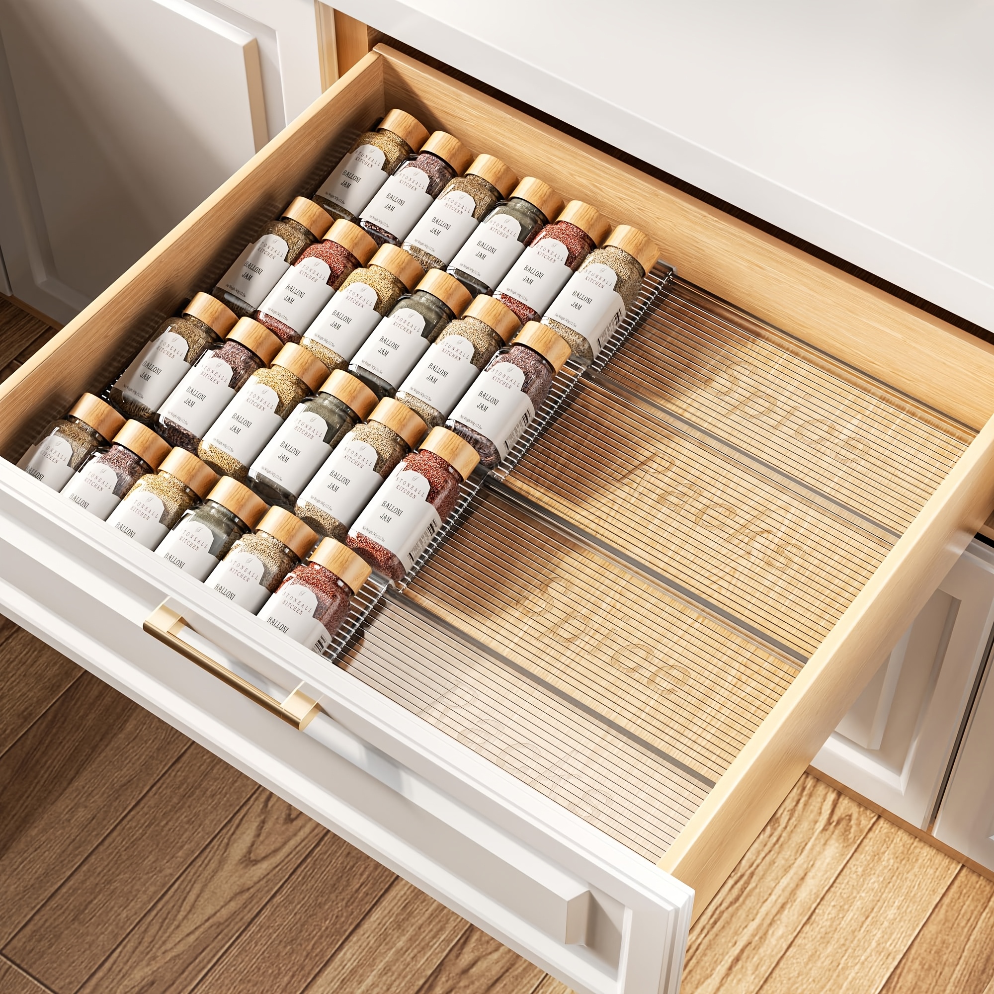 Clear Acrylic Spice Drawer Organizer, Expandable From 11&*; to 22&*; Drawer  Seasoning Organizer, Kitchen Spice Rack Tray for Drawer/Countertop (Jars