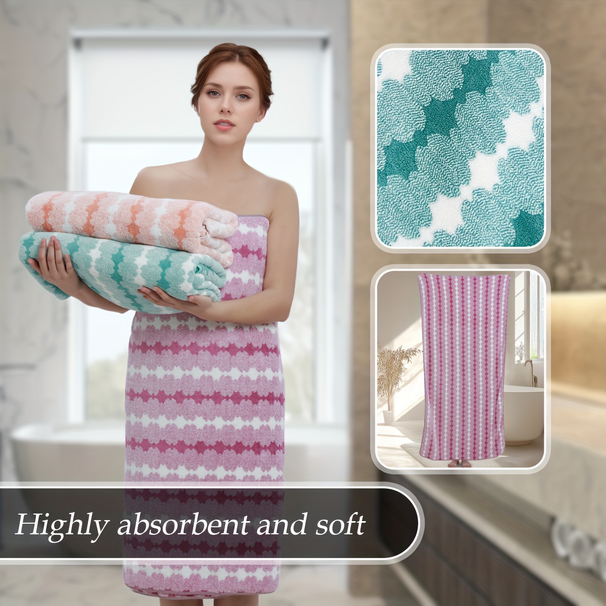 1pc extra large bath towel for woman ultra soft ultra absorbent quick drying wash cloths