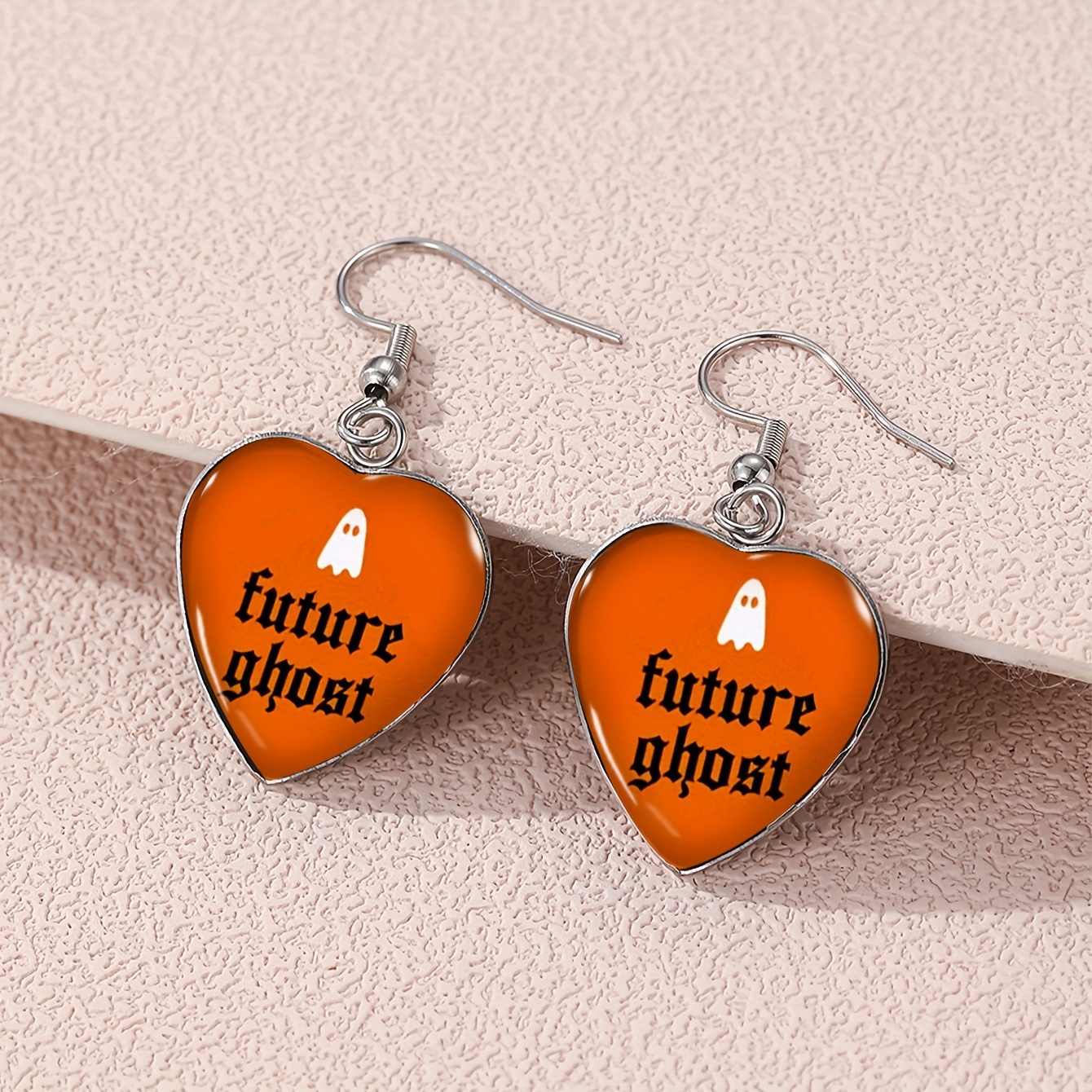 TEMU Vintage Style Spider Web Heart Earrings, Pair Of Spooky Themed Alloy Drop Dangle Earrings With No Plating For Women