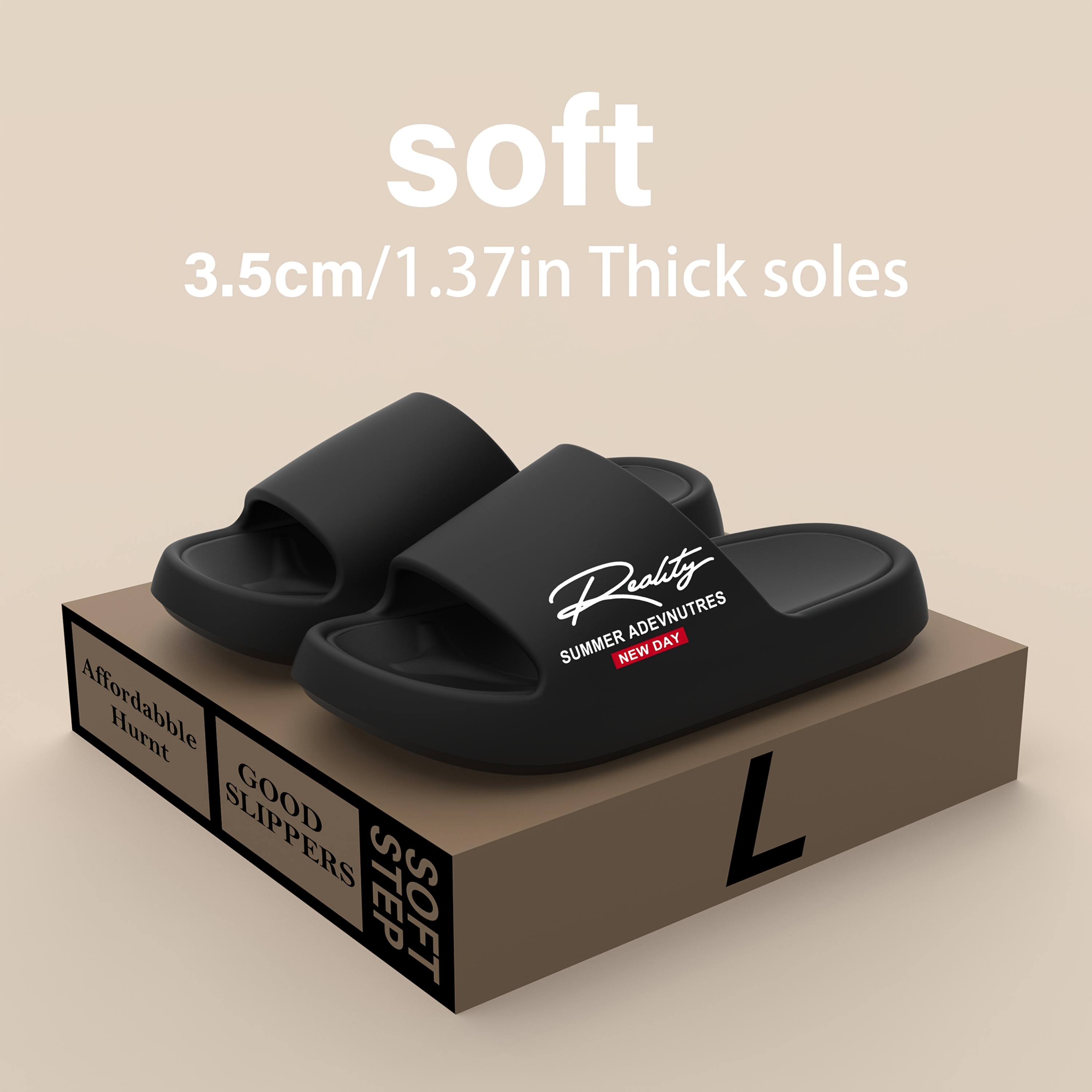 TEMU New Outdoor Flat Non-slip Eva Solid Color Slippers For Men And Women, Simple Casual Sporty Style, Sandals - Lightweight Eva Cushioned Sole,