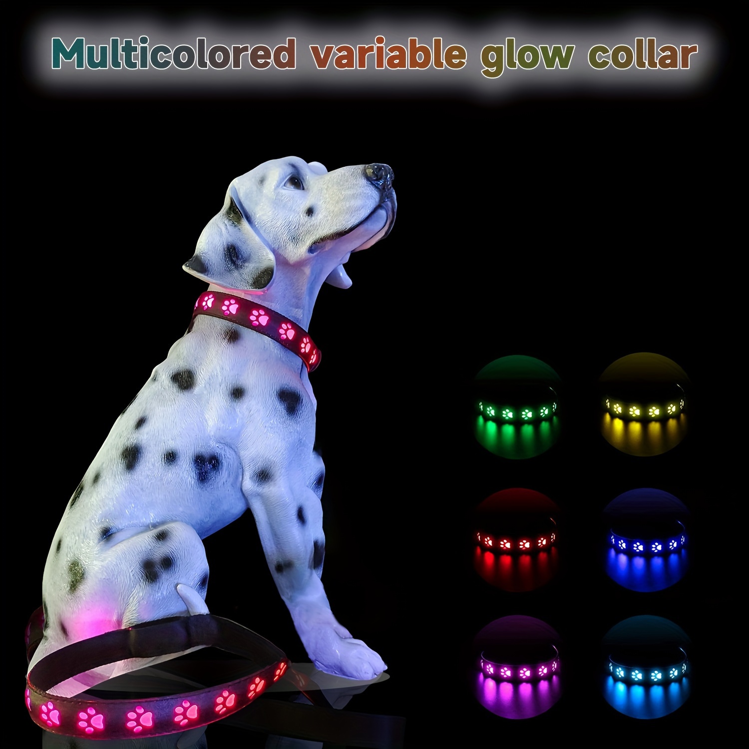 

Usb Rechargeable Pet Dog Collar, Artificial Leather Dog Glowing Neck Collar With Paw Print Design, Suitable For Outdoor Night Safety Walking