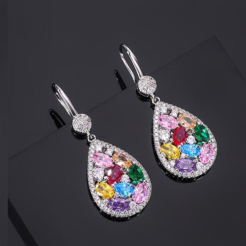 Rainbow Teardrop Pendant Necklace Set