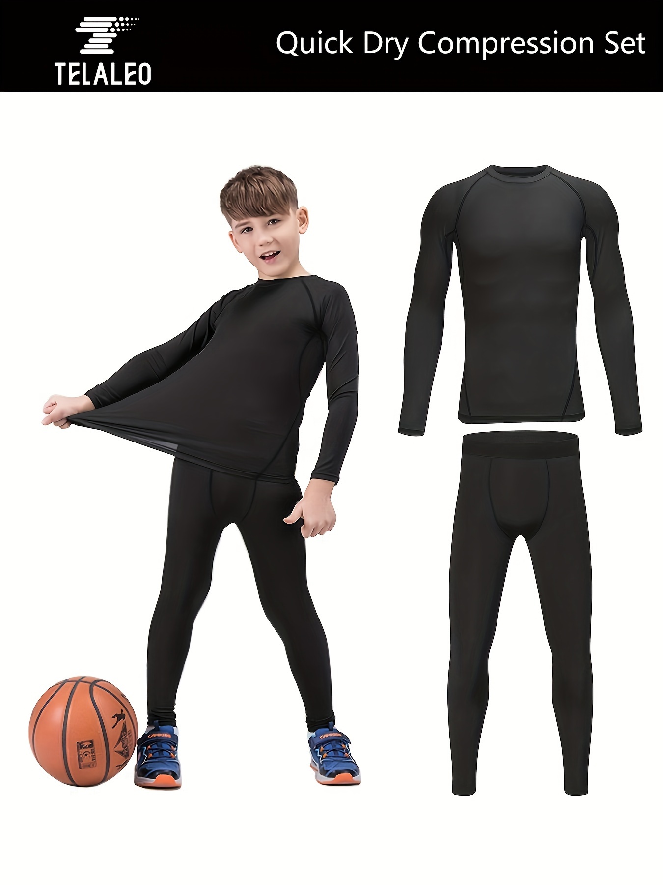 Kids Long Sleeve Base Layer Compression Underwear-Boys Sports
