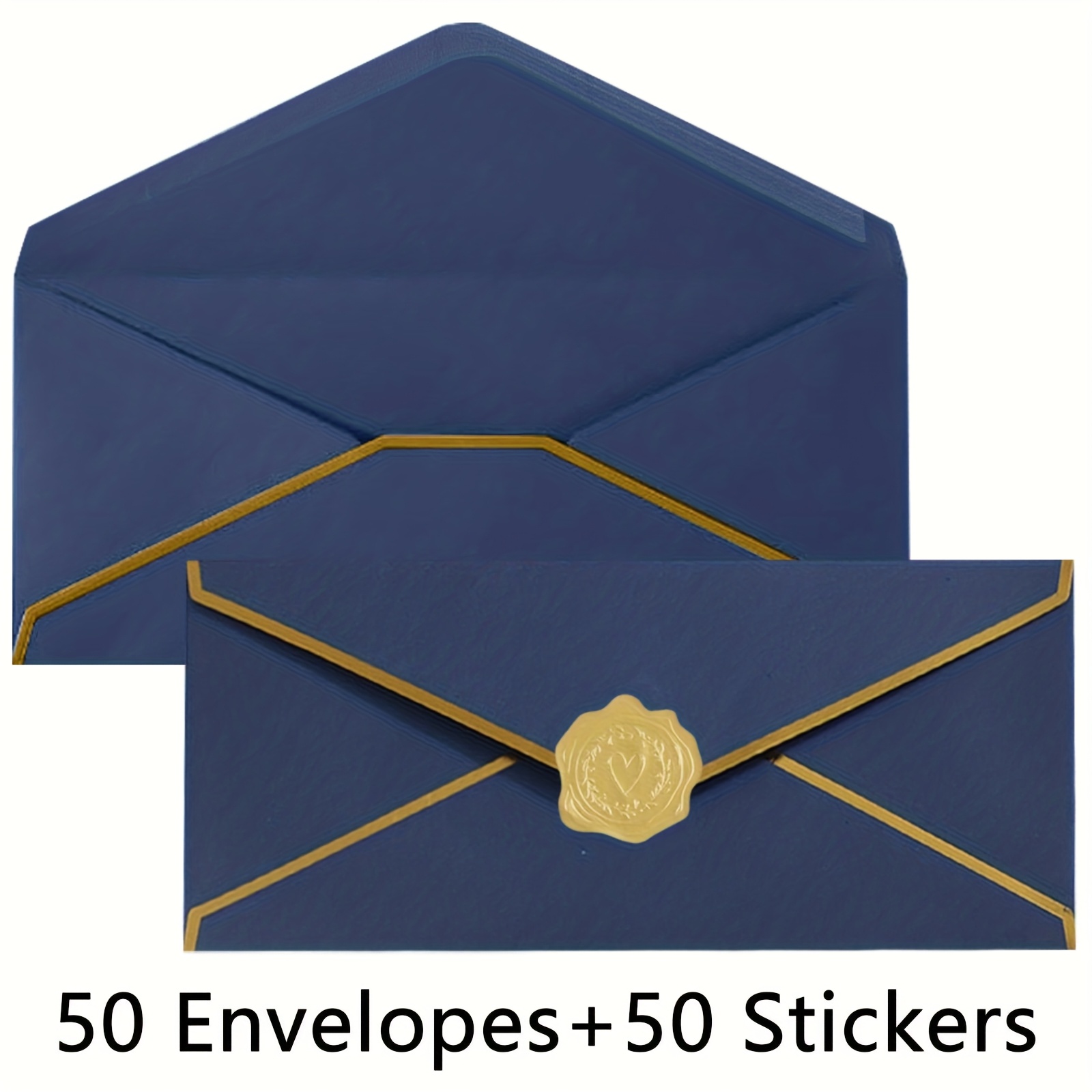 TEMU 50 Buste da Ufficio con a V, Bordo #10, Carta 150gsm, Buste Standard con Adesivi Dorati per Ufficio, Assegni, Lettere, 9.45 x 4.13 Pollici