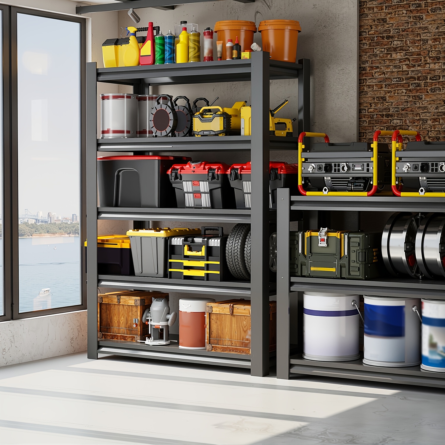 TEMU 5-tier Heavy Duty Adjustable Garage Shelving Unit, Boltless Metal Storage Rack For Garage, Warehouse, Pantry, Or Basement - "w X 15.7"d "h,