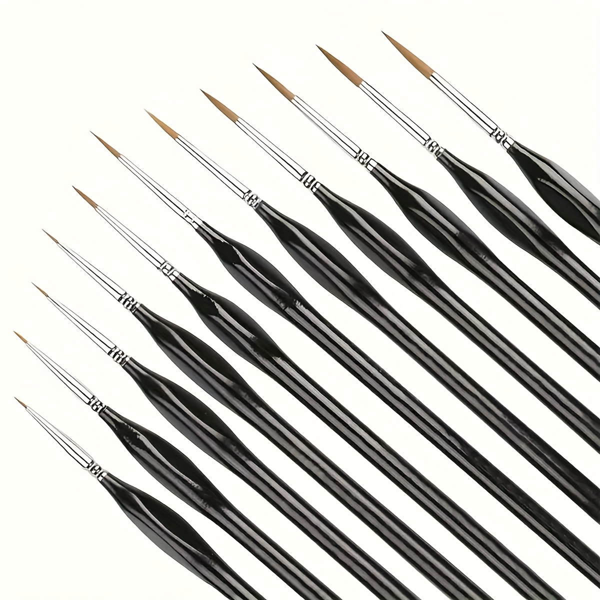 11-pack Fine Art Paint Brushes For Miniature Painting, Acrylic, Watercolor, Oil Painting, Model Building, Craft, And Line Drawing - Triangular Handle, Durable Combination Material - Ideal For Artists