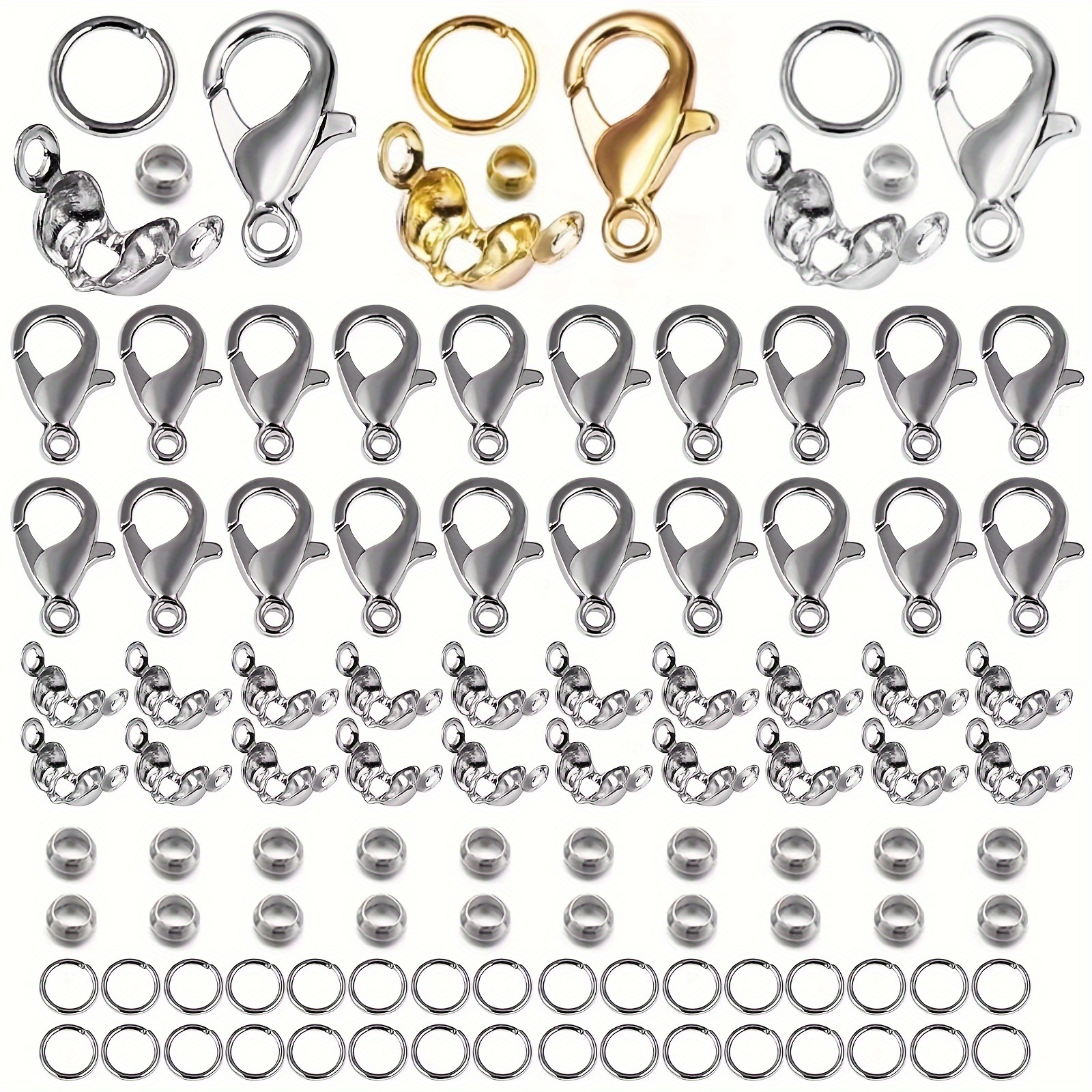 

170pcs Ykmranxiwgr Jewelry Making Kit, Iron Alloy Lobster Clasps, Jump Rings, Connectors, Crimp End Beads For Diy Bracelet Necklace Chains Accessories, Jewelry Making Supplies