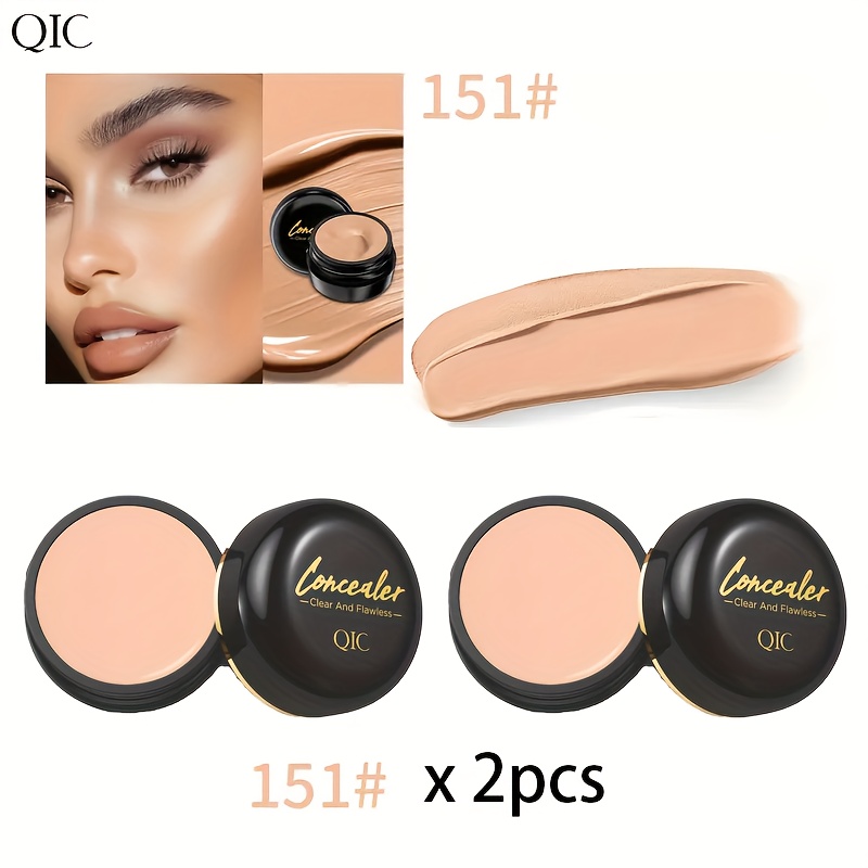 TEMU Set Of 2 Qic Concealers That Provide For Hidden Marks And For Dark Circles, Compatible With Skin Tone, Waterproof And Long-lasting, Perfect For Concealing And Blemishes - A Wonderful Gift For