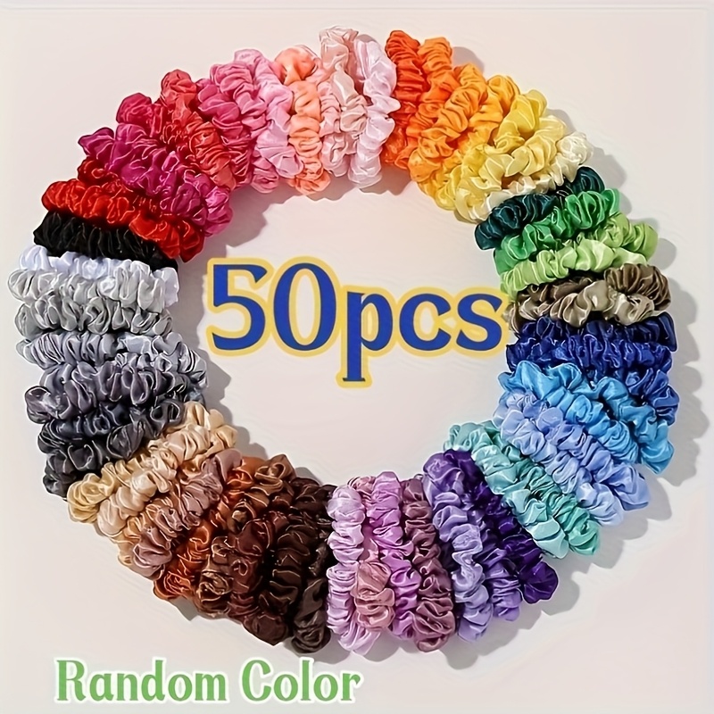 E-shop 25/50 Stück Strahlende Bunte Serie Einfarbige Helle Oberfläche Dünndarmring Einfache High-End Haargummi Kopfbedeckung