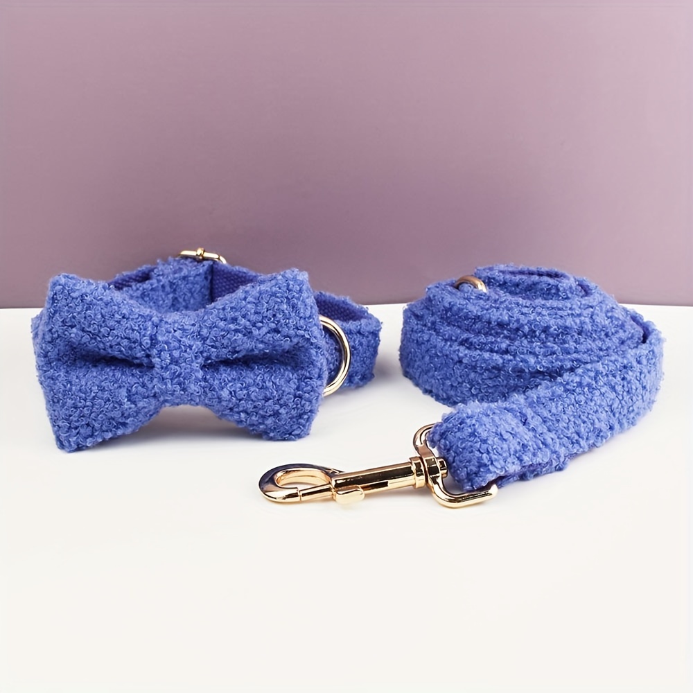 Personalized Teddy Velvet Dog Collar and Leash Set