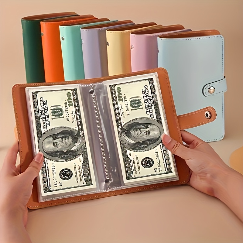 money saving challenge binder 100 envelope savings notebook pu leather transparent cash budget planner