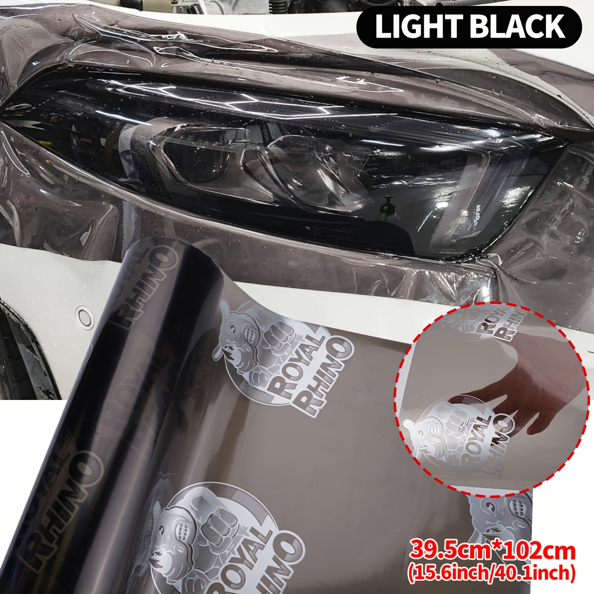 Image of High-gloss Car Headlight Film-traceless Fit Self-adhesive Light Decorative Film, Waterproof, Scratch-resistant, , Decoration Accessories For Fog Light And Rear Light