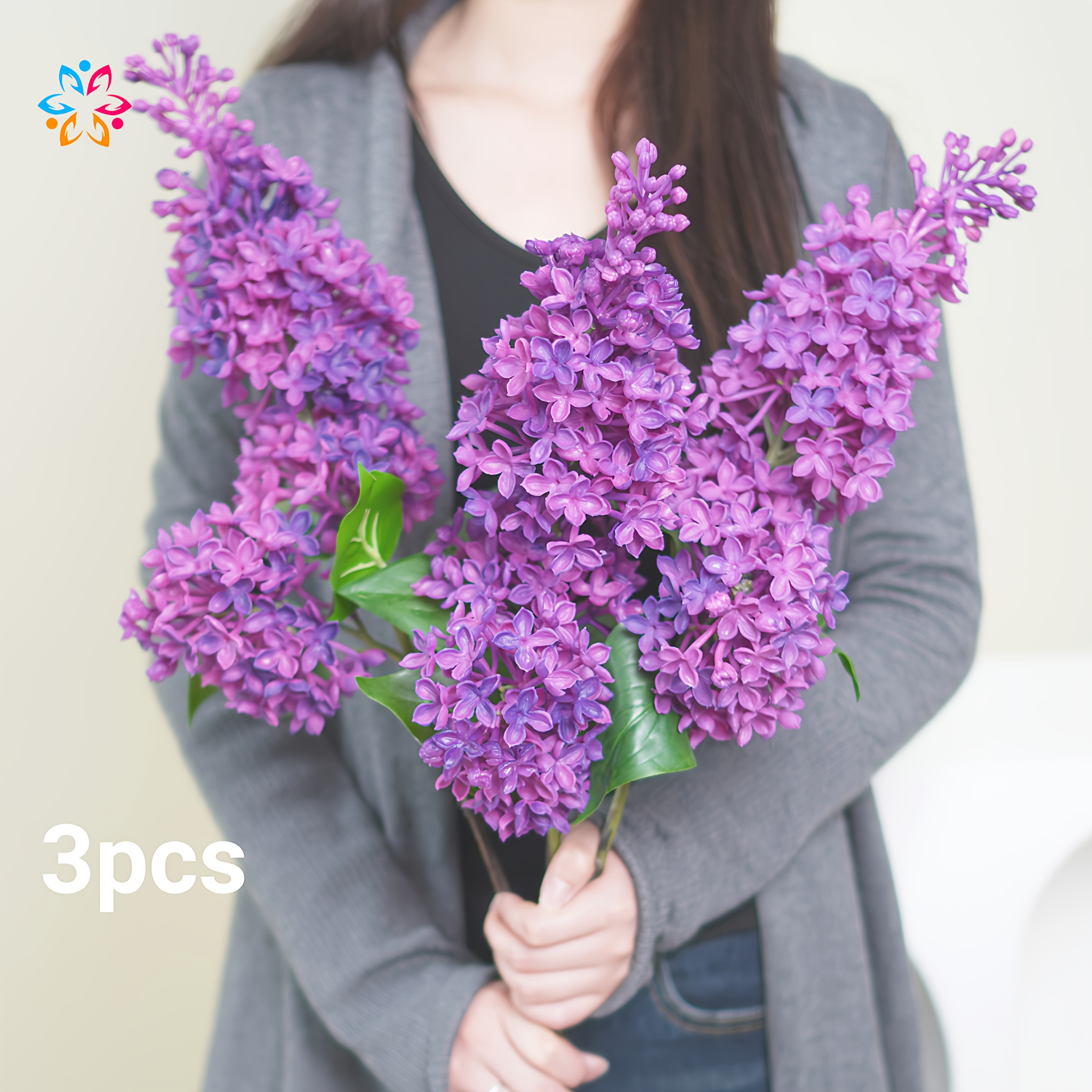 Image of 3pcs Artificial Lilac Flowers, 27.5-inch/70cm Long Fake Lilacs For Home Decor, Hotel Archway, Outdoor Party, And Christmas/halloween Decoration