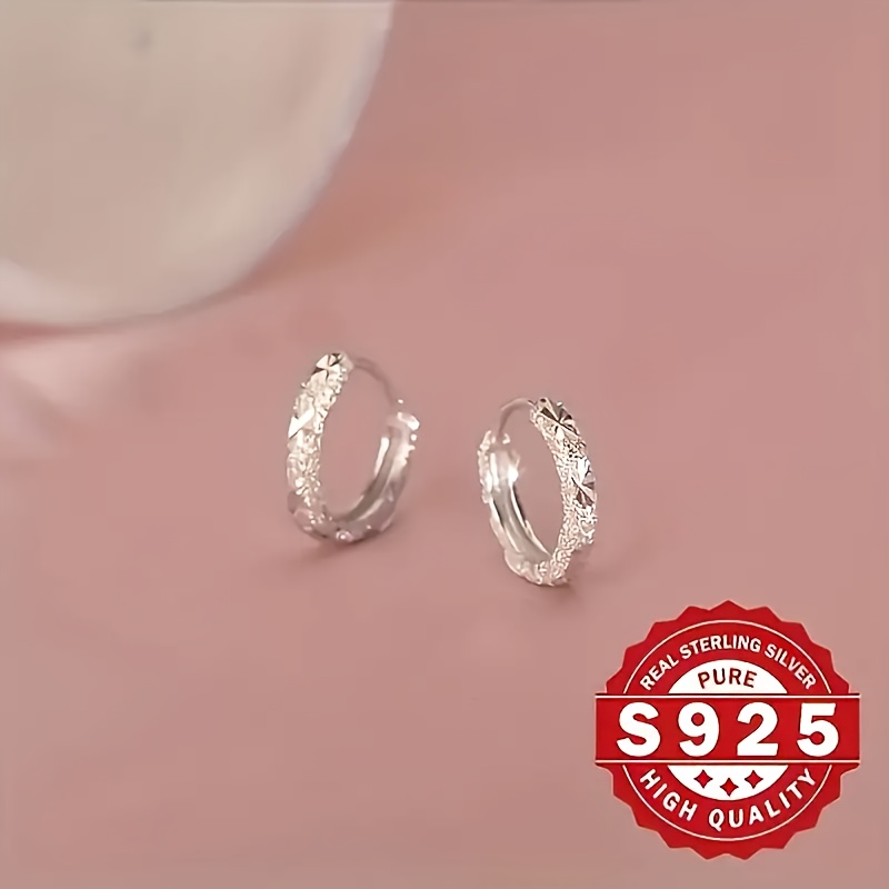 TEMU 4pcs 925 - Elegant Small Diameter Matte Sparkle Hoops, Hypoallergenic, & Gifts, Ideal For Christmas Season Jewelry, Christmas Gift Jewelry|vintage Boho Style|hypoallergenic Earrings