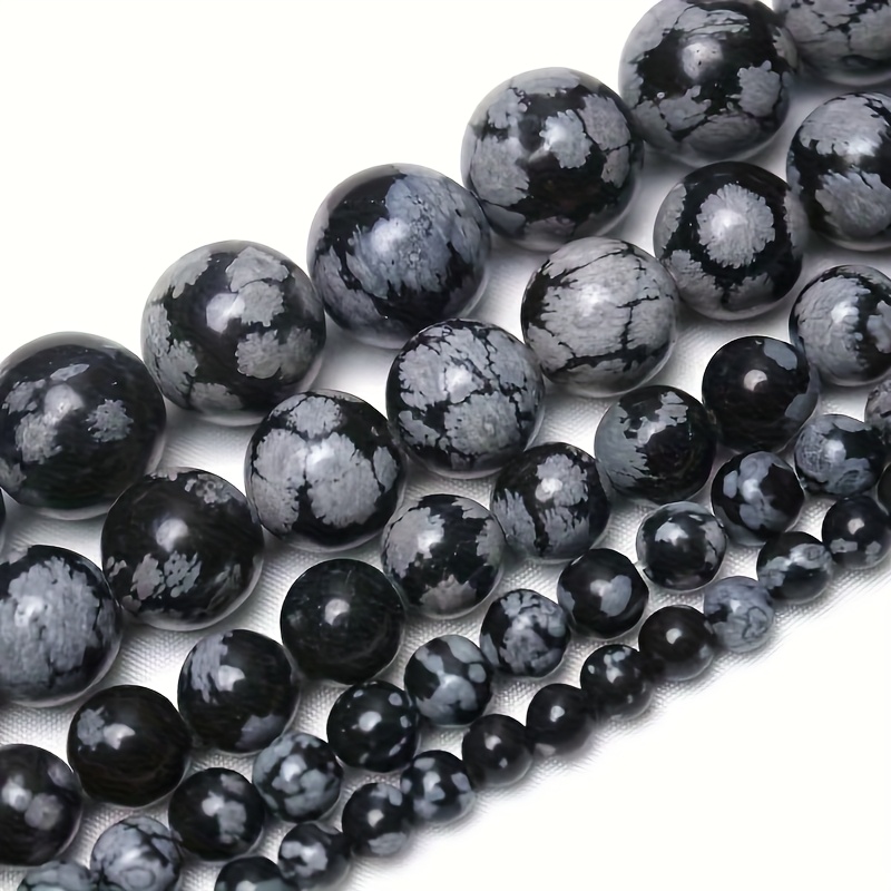 Snowflake Obsidian Milky White Stone Beads - Natural Round Loose Beads For Making, Bracelets And Necklaces - Sizes 6mm/8mm